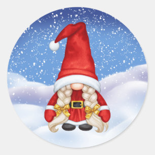 Rond Sticker Gnome de Noël