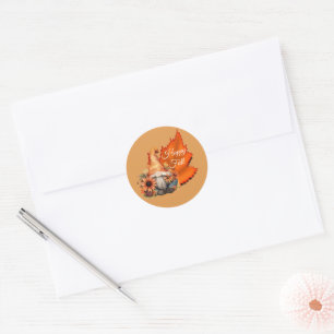 Rond Sticker Gnome Happy Fall