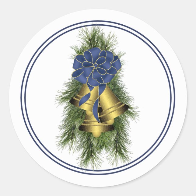 Rond Sticker Gold Bells Holiday (Devant)