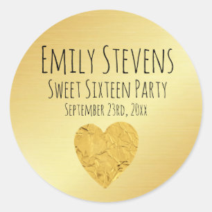 Rond Sticker Gold Foil personnalisé Coeur doux 16