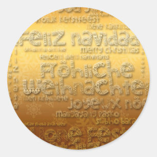 Rond Sticker Gold International Weihnachten Navidad R