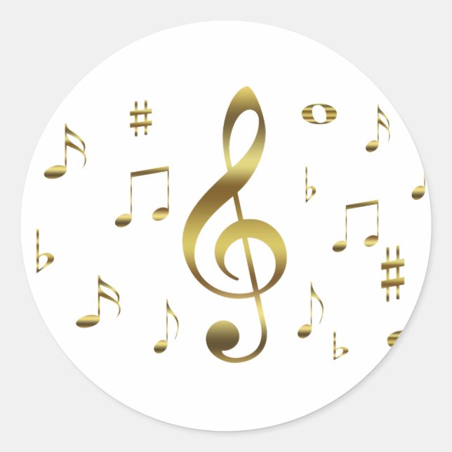 Rond Sticker Gold Musical Notes (Devant)