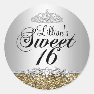 Rond Sticker Gold Parties scintillant & Diamond Tiara S