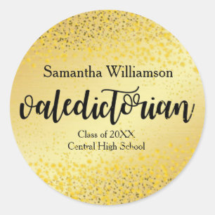 Rond Sticker Gold Valedictorian Personnalisé