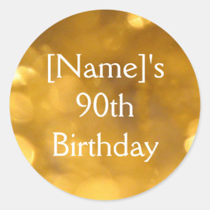 Rond Sticker Golden 90th Birthday