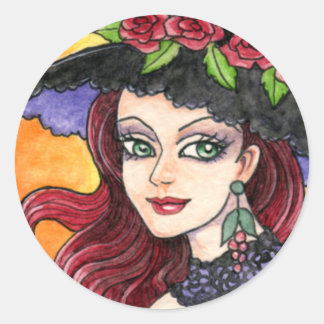 Rond Sticker gothique de sorcière par Ann Howard