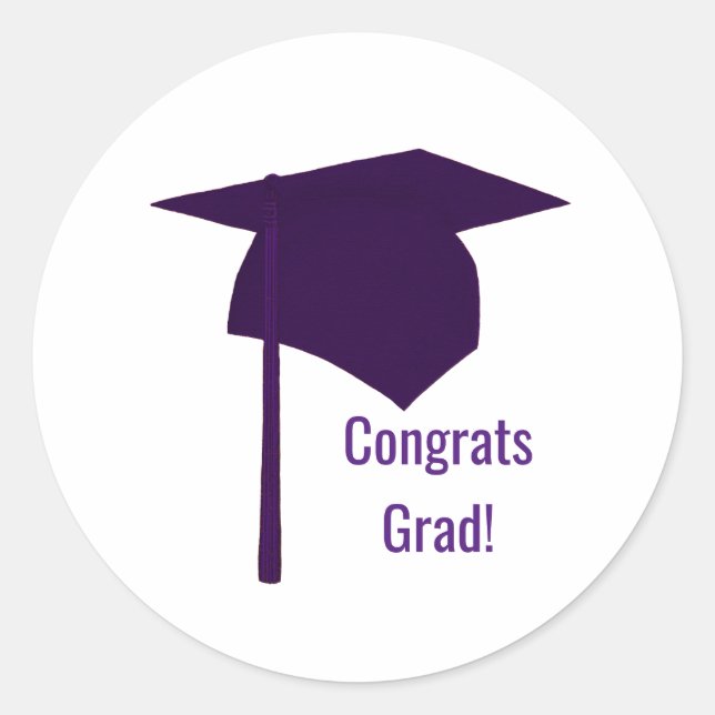 Rond Sticker Grad Casquette pourpre Grad Congrats Tasse (Devant)