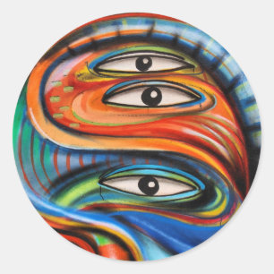 Rond Sticker : Graffiti Eyes