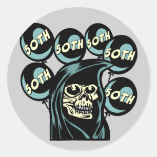 Rond Sticker Grim Reaper 50e Anniversaire