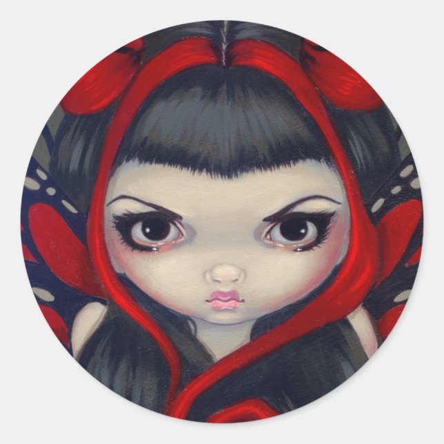 Rond Sticker "Grumpy Red Fairy" (Devant)