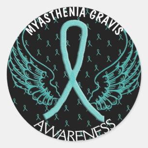 Rond Sticker guerrier Myasthenia Gravis Angel Wings