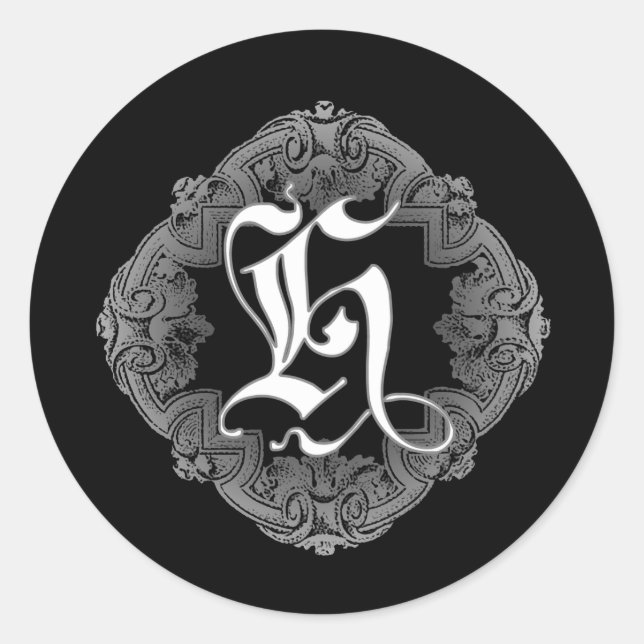 Rond Sticker H initial Goth élégant (Devant)