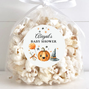 Rond Sticker Halloween Baby shower Little Boo est due