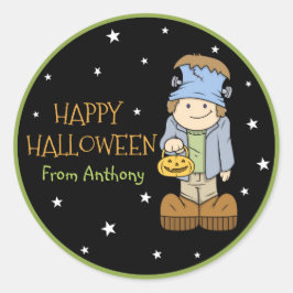 Rond Sticker Halloween Funky Friends Frankenstein