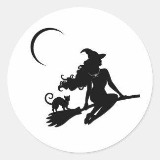 Rond Sticker Halloween sorcière classique