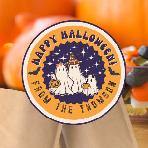 Rond Sticker Halloween Super Ghost