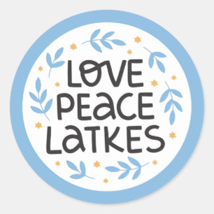 Rond Sticker Hanoukka Peace and Latkes