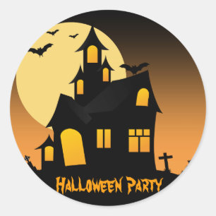 Rond Sticker Haunted House Halloween Party