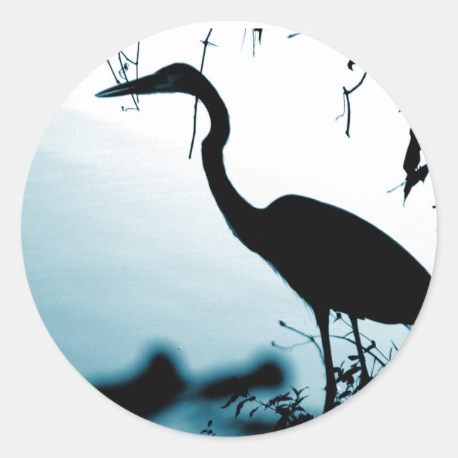 Rond Sticker Heron Silhouette (Devant)