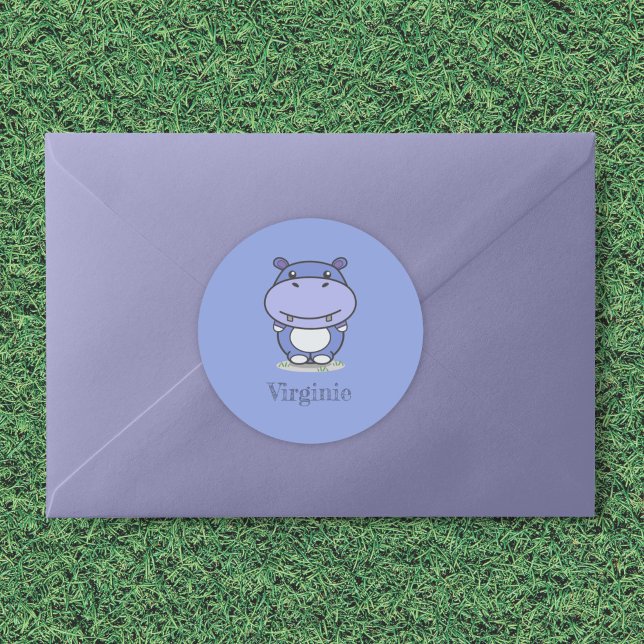 Rond Sticker Hippo mignon (Cute Hippo Sticker)