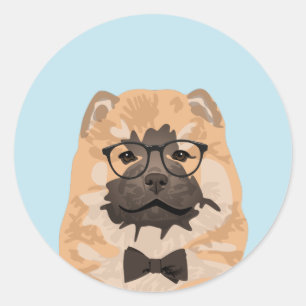 Rond Sticker Hipster Chow Chow Chig pour Amoureux de le