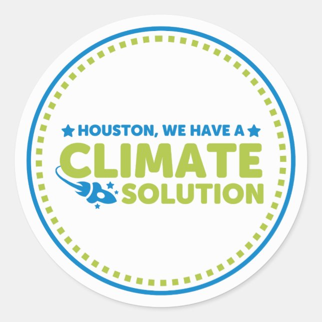 Rond Sticker - Houston, nous avons une solution climati (Devant)