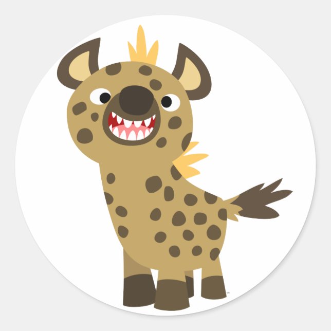 Rond Sticker Hyena Cartoon Doux et Souriant (Devant)