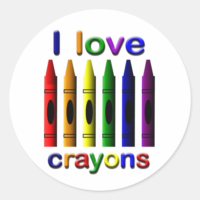 Rond Sticker I Love Crayons (Devant)