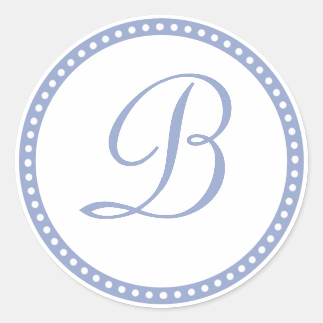 Rond Sticker initial à point bleu poudre simple (Devant)