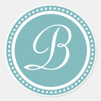 Rond Sticker initial Aqua Blue Dot Monogram