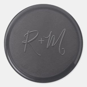 Rond Sticker initial de cire noire cursive