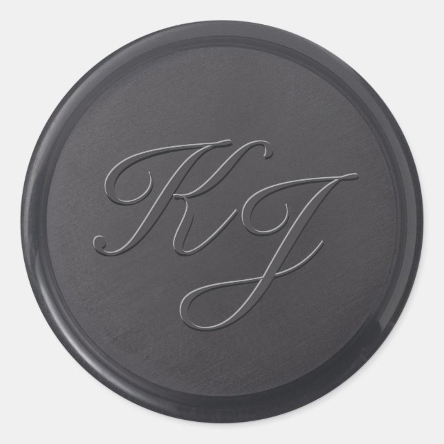 Rond Sticker initial de cire noire cursive (Devant)
