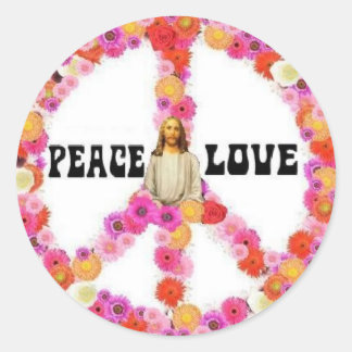 Rond Sticker Jesus Peace And Love 2009