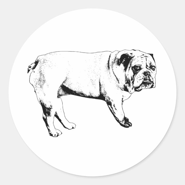 Rond Sticker Joyeux Bulldog (Devant)