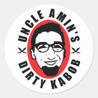 Rond Sticker kabob sale de l'oncle Amin blanc