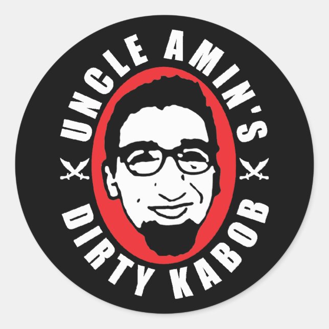 Rond Sticker kabob sale de l'oncle Amin noir (Devant)