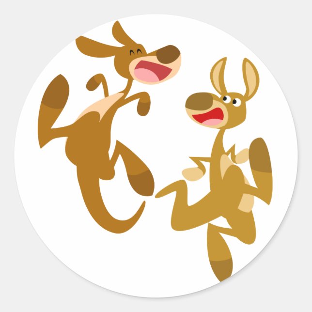 Rond Sticker Kangaroos Bouncy Cartoon (Devant)