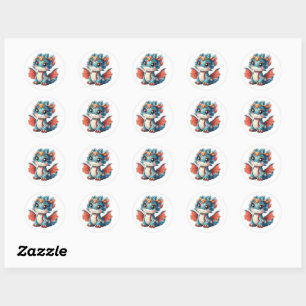 Rond Sticker Kawaii Chinese Knot Dragon