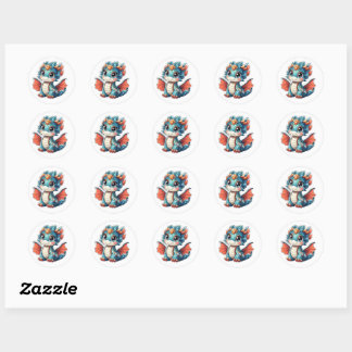Rond Sticker Kawaii Chinese Knot Dragon