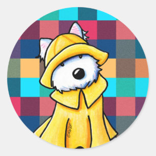 Rond Sticker KiniArt Raincoat Westie