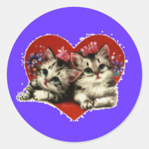Rond sticker kittens Valentine