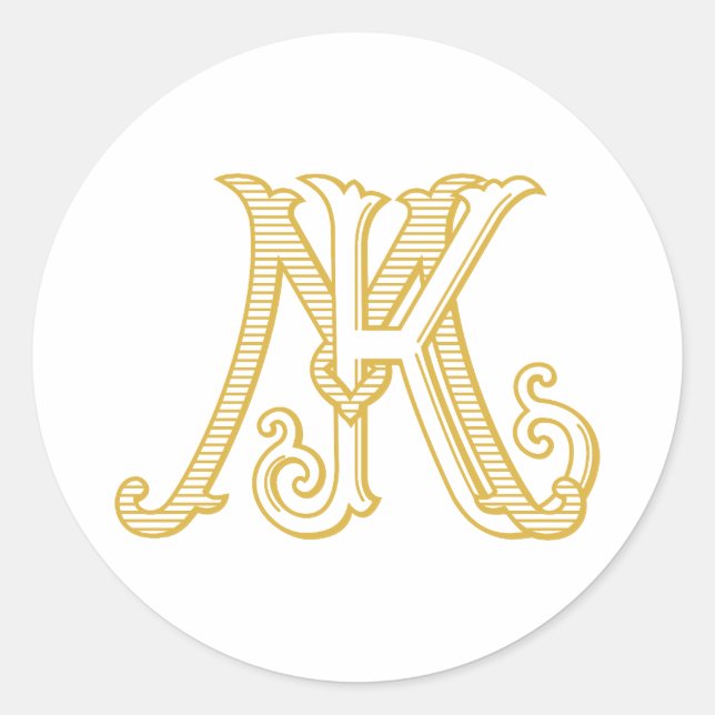 Rond Sticker KM Monogramme ou MK Monogramme (Devant)