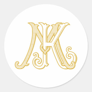 Rond Sticker KM Monogramme ou MK Monogramme