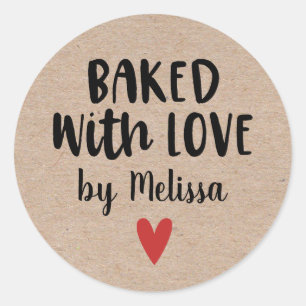 Rond Sticker Kraft fait maison, cuit avec amour