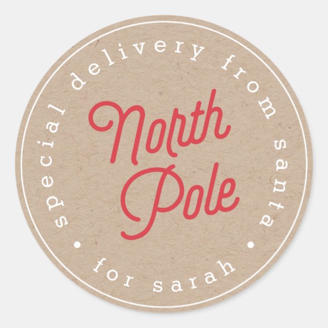Rond Sticker Kraft pour livraison spéciale du Pôle Nord (Devant)