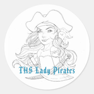 Rond Sticker Lady Pirate