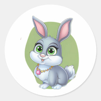 Rond Sticker lapin adorable - Design de lapin de dessin