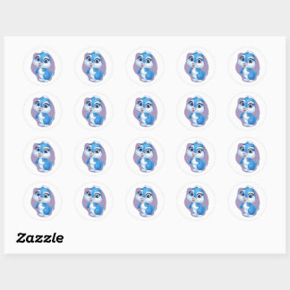 Rond Sticker lapin bleu adorable - Joli lapin de dessin