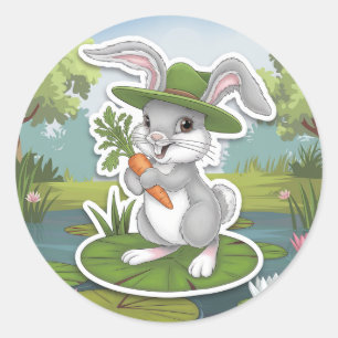Rond Sticker lapin de Pâques mignon