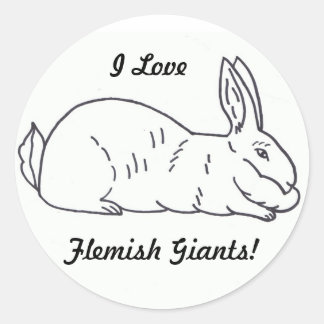 Rond Sticker lapin géant flamand